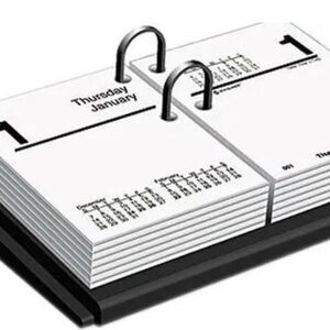 Classic Black and White Ring-Bound Desktop Calendar